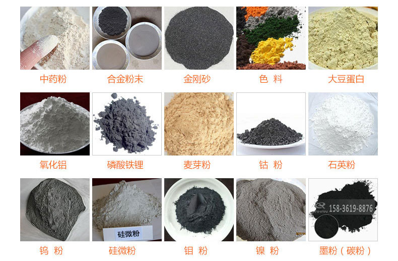 氣體保護(hù)超聲波振動(dòng)篩的行業(yè)應(yīng)用：中藥粉，合金粉末，金剛砂，色料，大豆蛋白，氧化鋁，磷酸鐵鋰，麥芽粉，鈷粉，石英粉，鎢粉，硅微粉，鉬粉，墨粉。