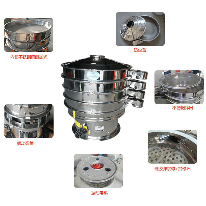 食品振動(dòng)篩部件：防塵蓋，不銹鋼篩網(wǎng)，鏡面拋光展示