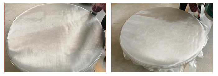 食品振動(dòng)篩篩網(wǎng)安裝步驟2，利用束環(huán)將篩網(wǎng)固定在網(wǎng)架上，并將篩網(wǎng)拉緊。