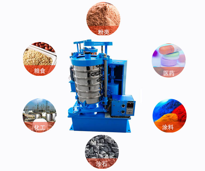 拍擊式標(biāo)準(zhǔn)振篩機(jī)適用范圍：粉狀，醫(yī)藥，糧食，石沙，化工，涂料等