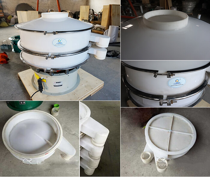 PP材質(zhì)塑料篩分機(jī)篩框，出料口束環(huán)等結(jié)構(gòu)展示圖